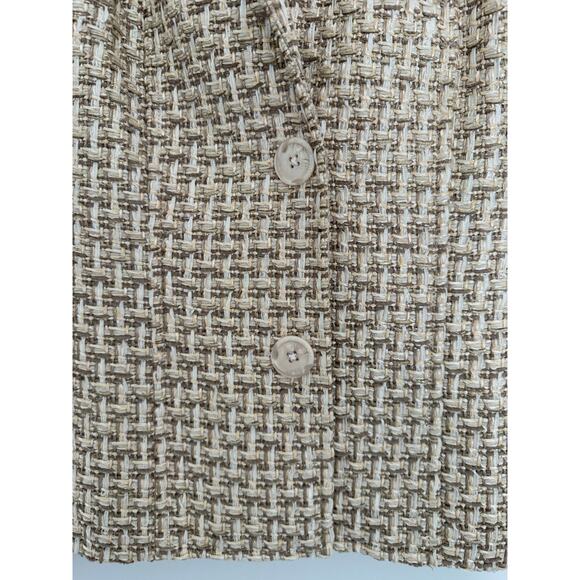 Talbots Tweed Blazer Jacket Italian Fabric Career‎ Office Beige Metallic Sz 4 - Picture 5 of 14